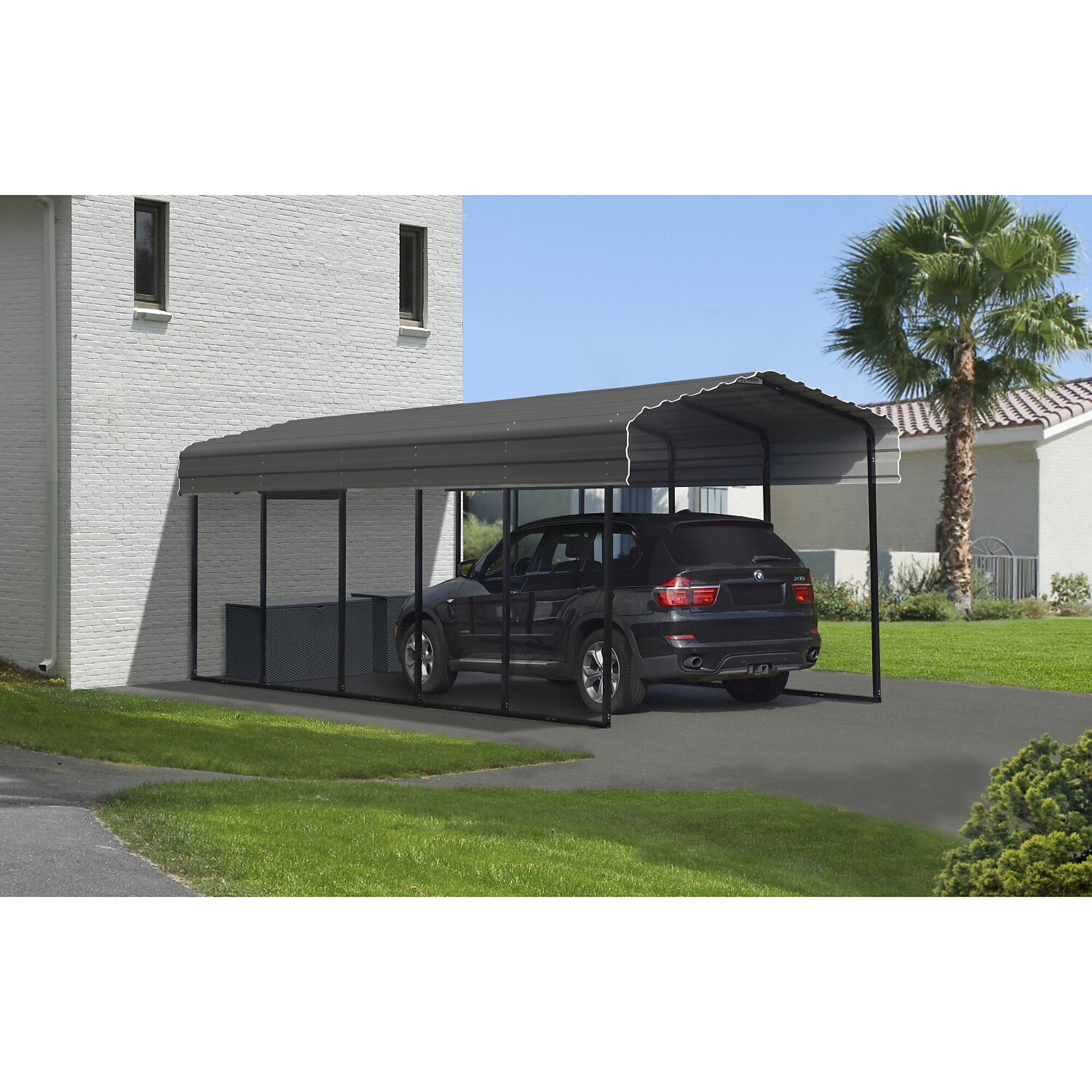 Arrow Carport, 10ft. x 24ft. x 9ft. Charcoal, Center 10.26ft., Galvanized Steel, Model# CPHC102409